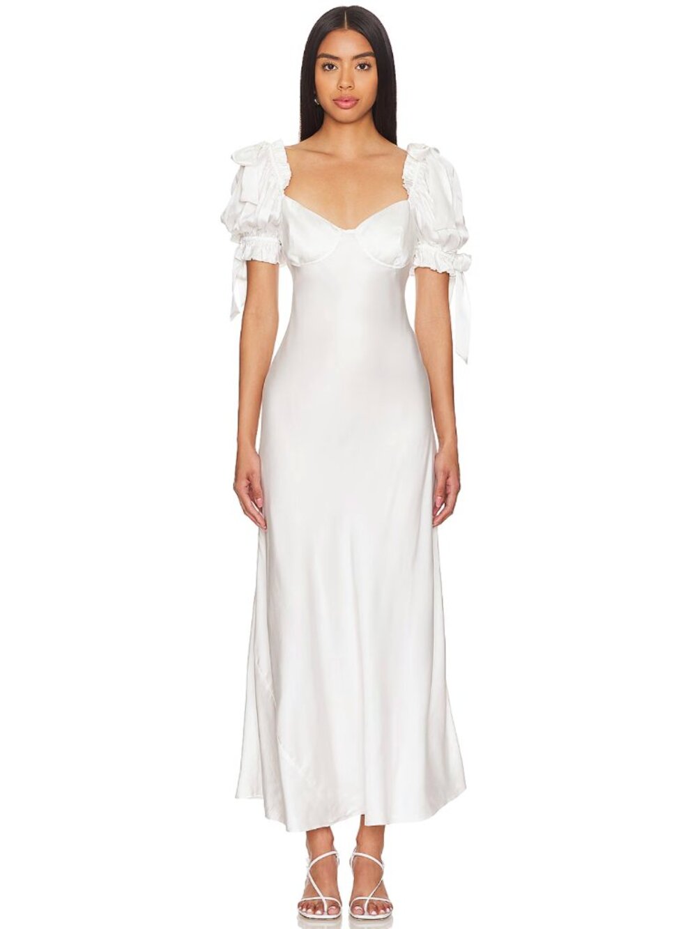 Selkie Poet Slip Maxi Dress in Ivory Off White Silk Satin Bridal Wedding XS